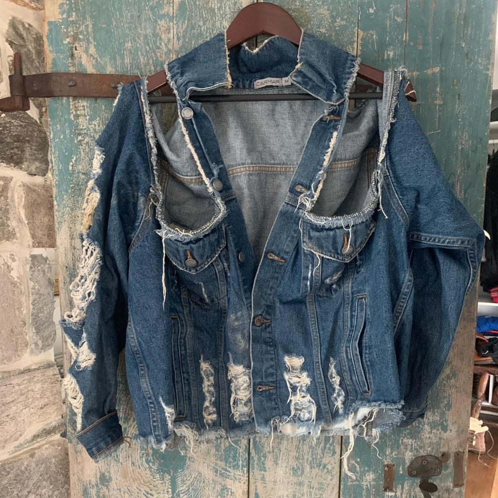 LF x Carmar Denim Destroyed Denim Jacket